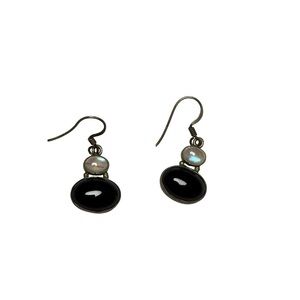 Chic Black and Silver Drop Earrings